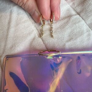 Electric Picks dainty ring and pair of dangly earrings